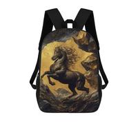 sinyumoney Mochila De Moda Impresa En 3D Para Niños Gold X Horse Mochila Escolar Para Niños Y Niñas, Mochilas Escolares Para Primaria, Mochilas Para Adolescentes 17inch