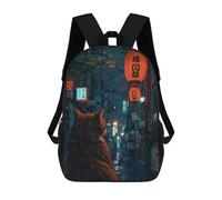 sinyumoney Mochila De Moda Impresa En 3D Para Niños Little Cat in Tokyo Mochila Escolar Para Niños Y Niñas, Mochilas Escolares Para Primaria, Mochilas Para Adolescentes 17inch