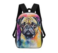 sinyumoney Mochila De Moda Impresa En 3D Para Niños Pug Dog Watercolor Mochila Escolar Para Niños Y Niñas, Mochilas Escolares Para Primaria, Mochilas Para Adolescentes 17inch