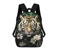 sinyumoney Mochila De Moda Impresa En 3D Para Niños Silver Tiger Flowers 2 Mochila Escolar Para Niños Y Niñas, Mochilas Escolares Para Primaria, Mochilas Para Adolescentes 17inch