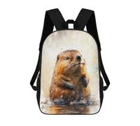 sinyumoney Mochila Escolar Beaver Watercolor Drawing Impresa En 3D Con Bolsillos Grandes Para Niños, Mochilas Infantiles, Bolsas Para Libros, Mochila Escolar Para Niños 17inch