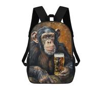 sinyumoney Mochila Escolar Beer Drinking Monkey Impresa En 3D Con Bolsillos Grandes Para Niños, Mochilas Infantiles, Bolsas Para Libros, Mochila Escolar Para Niños 17inch