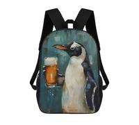 sinyumoney Mochila Escolar Beer Drinking Penguin Impresa En 3D Con Bolsillos Grandes Para Niños, Mochilas Infantiles, Bolsas Para Libros, Mochila Escolar Para Niños 17inch