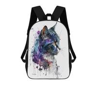sinyumoney Mochila Escolar Black Cat Watercolor Art Impresa En 3D Con Bolsillos Grandes Para Niños, Mochilas Infantiles, Bolsas Para Libros, Mochila Escolar Para Niños 17inch