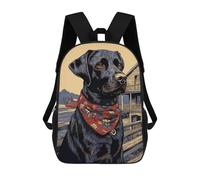 sinyumoney Mochila Escolar Black Labrador with Bandana Impresa En 3D Con Bolsillos Grandes Para Niños, Mochilas Infantiles, Bolsas Para Libros, Mochila Escolar Para Niños 17inch