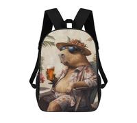 sinyumoney Mochila Escolar Capybara in Sunglasses Impresa En 3D Con Bolsillos Grandes Para Niños, Mochilas Infantiles, Bolsas Para Libros, Mochila Escolar Para Niños 17inch