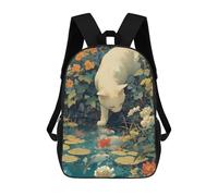sinyumoney Mochila Escolar Cat by The Koi Fish Pond Impresa En 3D Con Bolsillos Grandes Para Niños, Mochilas Infantiles, Bolsas Para Libros, Mochila Escolar Para Niños 17inch