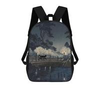 sinyumoney Mochila Escolar Cat on Benkei Bridge Impresa En 3D Con Bolsillos Grandes Para Niños, Mochilas Infantiles, Bolsas Para Libros, Mochila Escolar Para Niños 17inch