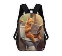 sinyumoney Mochila Escolar Cat on Toilet Reading Newspaper Impresa En 3D Con Bolsillos Grandes Para Niños, Mochilas Infantiles, Bolsas Para Libros, Mochila Escolar Para Niños 17inch