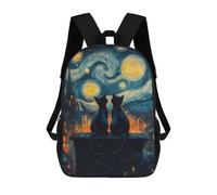 sinyumoney Mochila Escolar Cats Under Starry Night Impresa En 3D Para Libros, Mochilas De Moda, Mochilas De Gran Capacidad, Mochilas De Viaje Para Niños