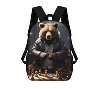 sinyumoney Mochila Escolar Chess Bear Playing Impresa En 3D Para Libros, Mochilas De Moda, Mochilas De Gran Capacidad, Mochilas De Viaje Para Niños