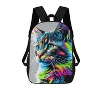 sinyumoney Mochila Escolar Colorful Abstract Cat Art-2 Impresa En 3D Con Bolsillos Grandes Para Niños, Mochilas Infantiles, Bolsas Para Libros, Mochila Escolar Para Niños 17inch
