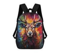 sinyumoney Mochila Escolar Colorful Deer Portrait Impresa En 3D Con Bolsillos Grandes Para Niños, Mochilas Infantiles, Bolsas Para Libros, Mochila Escolar Para Niños 17inch