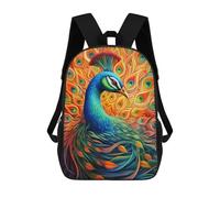 sinyumoney Mochila Escolar Colorful Peacock Artwork Impresa En 3D Con Bolsillos Grandes Para Niños, Mochilas Infantiles, Bolsas Para Libros, Mochila Escolar Para Niños 17inch