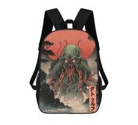 sinyumoney Mochila escolar con diseño de león, mochila informal para el trabajo, para hombres y mujeres, Creepy Japanese Cthulhu, 17"