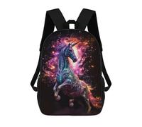 sinyumoney Mochila escolar con diseño de nebulosas de dragón de neón, resistente al agua, para el campus, al aire libre, viajes, deportes, Neon Unicorn Loves Nebulae, 17"