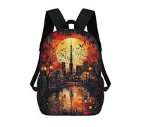 sinyumoney Mochila Escolar Crimson Dusk Tokyo at Sunset Impresa En 3D Con Bolsillos Grandes Para Niños, Mochilas Infantiles, Bolsas Para Libros, Mochila Escolar Para Niños 17inch