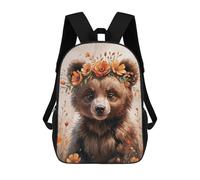 sinyumoney Mochila Escolar Cute Bear Cub with Flower Crown Watercolor Impresa En 3D Para Libros, Mochilas De Moda, Mochilas De Gran Capacidad, Mochilas De Viaje Para Niños