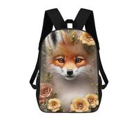 sinyumoney Mochila Escolar Cute Fox with Flowers Impresa En 3D Para Libros, Mochilas De Moda, Mochilas De Gran Capacidad, Mochilas De Viaje Para Niños