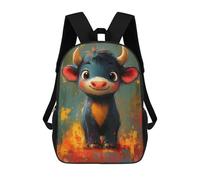 sinyumoney Mochila Escolar Cute Oil Paint Cartoon Bull Impresa En 3D Con Bolsillos Grandes Para Niños, Mochilas Infantiles, Bolsas Para Libros, Mochila Escolar Para Niños 17inch