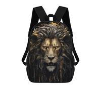 sinyumoney Mochila Escolar Dark Lion in Gold Impresa En 3D Con Bolsillos Grandes Para Niños, Mochilas Infantiles, Bolsas Para Libros, Mochila Escolar Para Niños 17inch