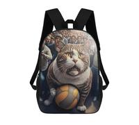 sinyumoney Mochila escolar de gato con baloncesto en la multitud, mochila escolar, mochila casual, mochila escolar, bolsa de viaje para camping, aventuras al aire libre y viajes diarios, 17 pulgadas