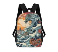 sinyumoney Mochila Escolar Dragon Wave Japan Impresa En 3D Para Libros, Mochilas De Moda, Mochilas De Gran Capacidad, Mochilas De Viaje Para Niños
