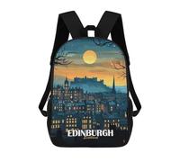 sinyumoney Mochila Escolar Edinburgh Scotland Nightscape Illustration Impresa En 3D Con Bolsillos Grandes Para Niños, Mochilas Infantiles, Bolsas Para Libros, Mochila Escolar Para Niños 17inch