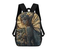 sinyumoney Mochila Escolar Fairy with Golden Wings Impresa En 3D Con Bolsillos Grandes Para Niños, Mochilas Infantiles, Bolsas Para Libros, Mochila Escolar Para Niños 17inch
