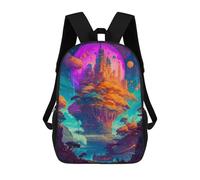 sinyumoney Mochila Escolar Fantasy Castle in A Dreamlike Landscape Impresa En 3D Con Bolsillos Grandes Para Niños, Mochilas Infantiles, Bolsas Para Libros, Mochila Escolar Para Niños 17inch
