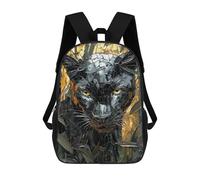 sinyumoney Mochila Escolar Fierce Black Panther in Golden Mosaic Art Impresa En 3D Para Libros, Mochilas De Moda, Mochilas De Gran Capacidad, Mochilas De Viaje Para Niños