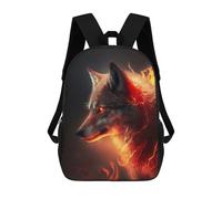 sinyumoney Mochila Escolar Fiery Wolf Impresa En 3D Con Bolsillos Grandes Para Niños, Mochilas Infantiles, Bolsas Para Libros, Mochila Escolar Para Niños 17inch