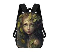 sinyumoney Mochila Escolar Forest Spirit Portrait Impresa En 3D Con Bolsillos Grandes Para Niños, Mochilas Infantiles, Bolsas Para Libros, Mochila Escolar Para Niños 17inch