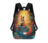 sinyumoney Mochila Escolar Fox in A Fantasy Forest Impresa En 3D Con Bolsillos Grandes Para Niños, Mochilas Infantiles, Bolsas Para Libros, Mochila Escolar Para Niños 17inch