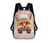 sinyumoney Mochila Escolar Fox in Bathtub with Bubbles Impresa En 3D Con Bolsillos Grandes Para Niños, Mochilas Infantiles, Bolsas Para Libros, Mochila Escolar Para Niños 17inch