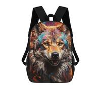 sinyumoney Mochila Escolar Fox with Headphones Vibrant Artwork Impresa En 3D Con Bolsillos Grandes Para Niños, Mochilas Infantiles, Bolsas Para Libros, Mochila Escolar Para Niños 17inch