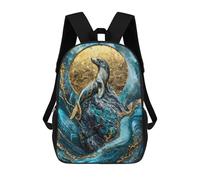 sinyumoney Mochila Escolar Golden Majesty of The Waves Impresa En 3D Para Libros, Mochilas De Moda, Mochilas De Gran Capacidad, Mochilas De Viaje Para Niños