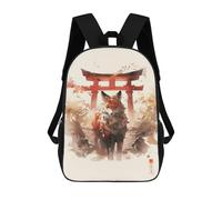 sinyumoney Mochila escolar grande con texto en inglés "A Man Lost in The Cosmos", perfecta para viajes, trabajo y uso diario, Torii Gate Fox, 17"