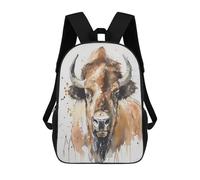 sinyumoney Mochila escolar grande con texto en inglés "A Man Lost in The Cosmos", perfecta para viajes, trabajo y uso diario, Bisonte acuarela, 17"