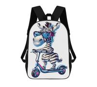 sinyumoney Mochila escolar grande con texto en inglés "A Man Lost in The Cosmos", perfecta para viajes, trabajo y uso diario, Zebra Scooter Gift, 17"