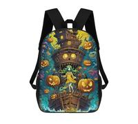 sinyumoney Mochila Escolar Halloween Ship with Girl Impresa En 3D Con Bolsillos Grandes Para Niños, Mochilas Infantiles, Bolsas Para Libros, Mochila Escolar Para Niños 17inch