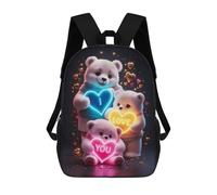 sinyumoney Mochila Escolar I Love You Bears Impresa En 3D Con Bolsillos Grandes Para Niños, Mochilas Infantiles, Bolsas Para Libros, Mochila Escolar Para Niños 17inch