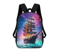 sinyumoney Mochila Escolar Impresa En 3D 17inch Amazing Pirate Ship Mochila Infantil Mochila Escolar Linda Mochila De Moda Casual Para Niños Y Niñas