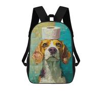sinyumoney Mochila Escolar Impresa En 3D 17inch Beagle with Toilet Paper Roll Hat-1 Mochila Infantil Mochila Escolar Linda Mochila De Moda Casual Para Niños Y Niñas