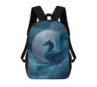 sinyumoney Mochila Escolar Impresa En 3D 17inch Blue Dragon Moonlit Sky-1 Mochila Infantil Mochila Escolar Linda Mochila De Moda Casual Para Niños Y Niñas