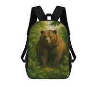 sinyumoney Mochila Escolar Impresa En 3D 17inch Brown Bear in Lush Green Forest Mochila Infantil Mochila Escolar Linda Mochila De Moda Casual Para Niños Y Niñas