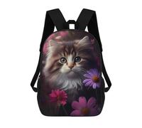 sinyumoney Mochila Escolar Impresa En 3D 17inch Cat Flower Mochila Infantil Mochila Escolar Linda Mochila De Moda Casual Para Niños Y Niñas