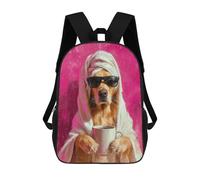 sinyumoney Mochila Escolar Impresa En 3D 17inch Chill Golden Retriever with Coffee Mug Mochila Infantil Mochila Escolar Linda Mochila De Moda Casual Para Niños Y Niñas