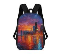 sinyumoney Mochila Escolar Impresa En 3D 17inch Cityscape Sunset Reflections -3 Mochila Infantil Mochila Escolar Linda Mochila De Moda Casual Para Niños Y Niñas
