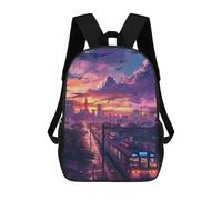 sinyumoney Mochila Escolar Impresa En 3D 17inch Cityscape Train Sunset Mochila Infantil Mochila Escolar Linda Mochila De Moda Casual Para Niños Y Niñas